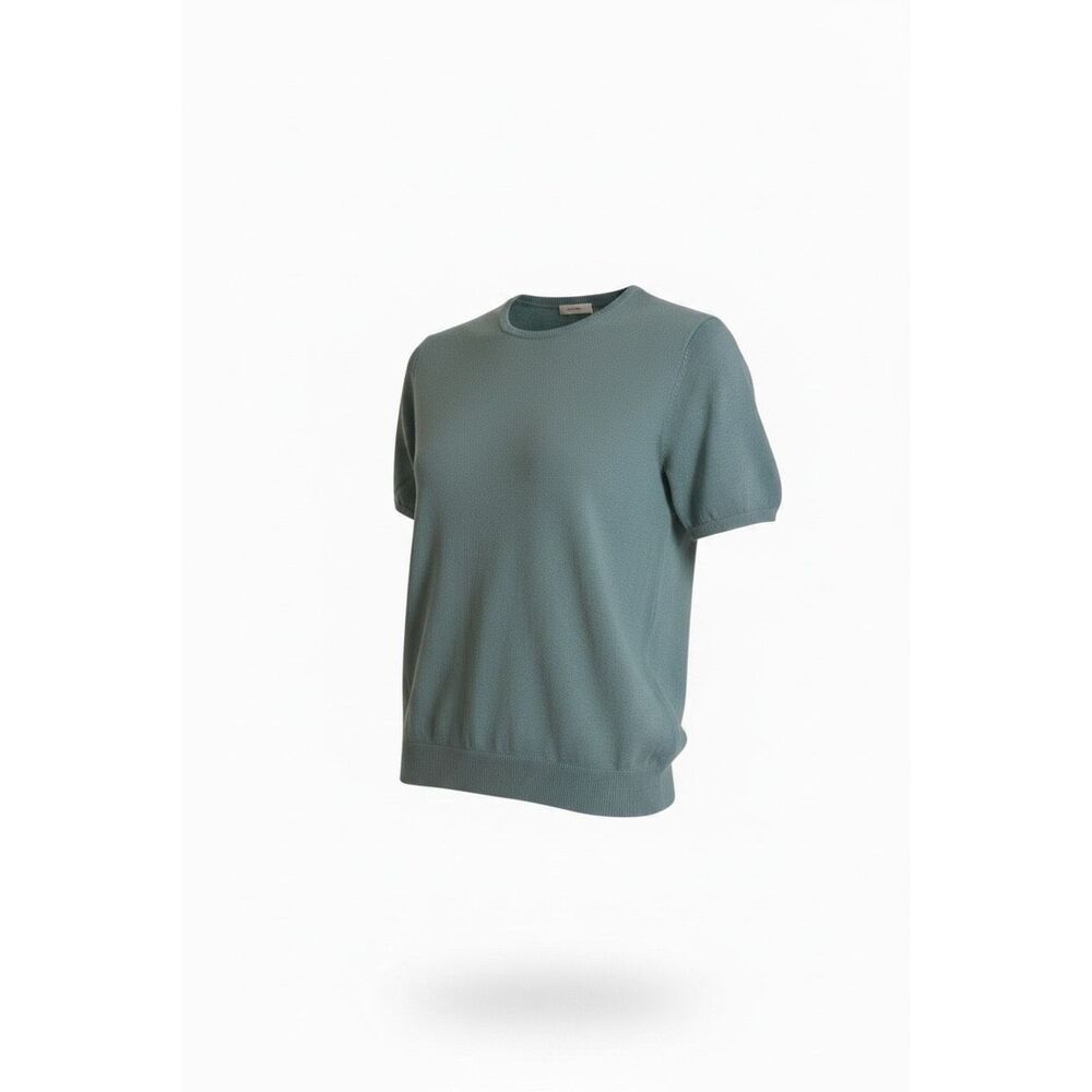 NWOT Short Sleeve Mock Neck Pullover Knit Top Heather Green Size Large‎